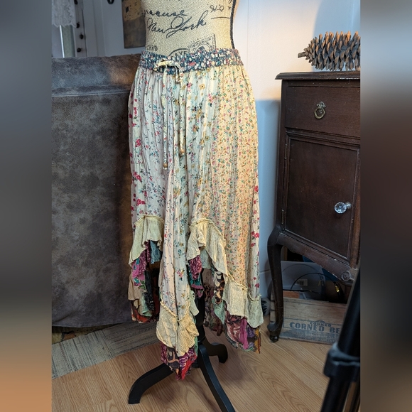 Floral Bohemian Skirt Western Swing Elastic Waist - Picture 10 of 13